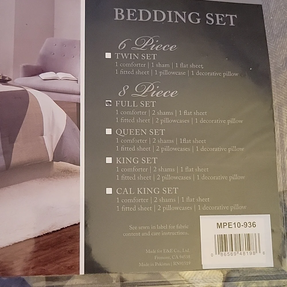 Madison Park Essentials Full Comforter w/ Sheets Pillow Gray Blue Tan Cream New…